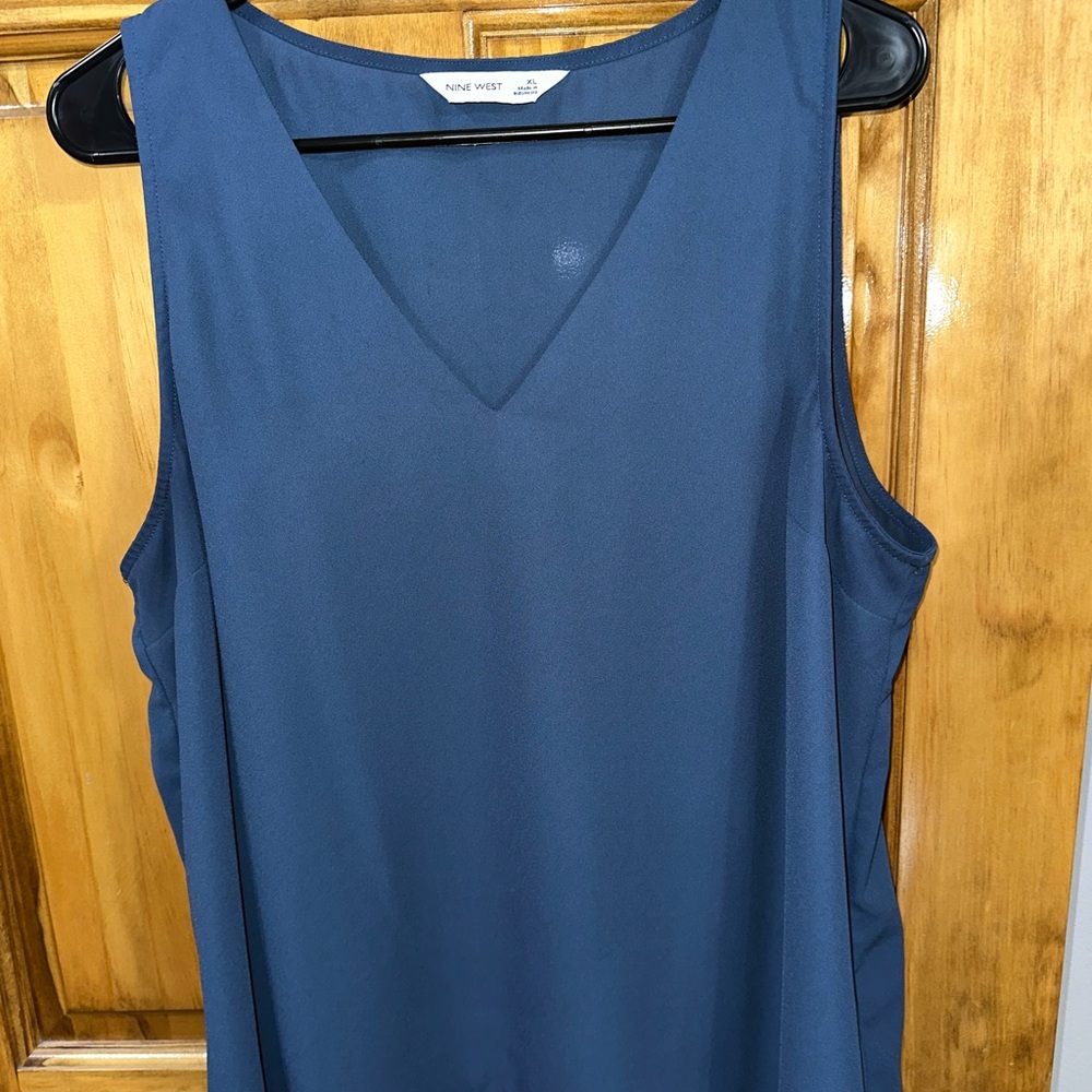 Nine West Women's Deep Blue V-Neck Tank Top